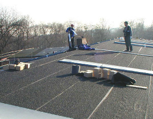 Metal Roof Underlayment Above-Sheating Ventilation System - Colbond Enkamat - Under construction